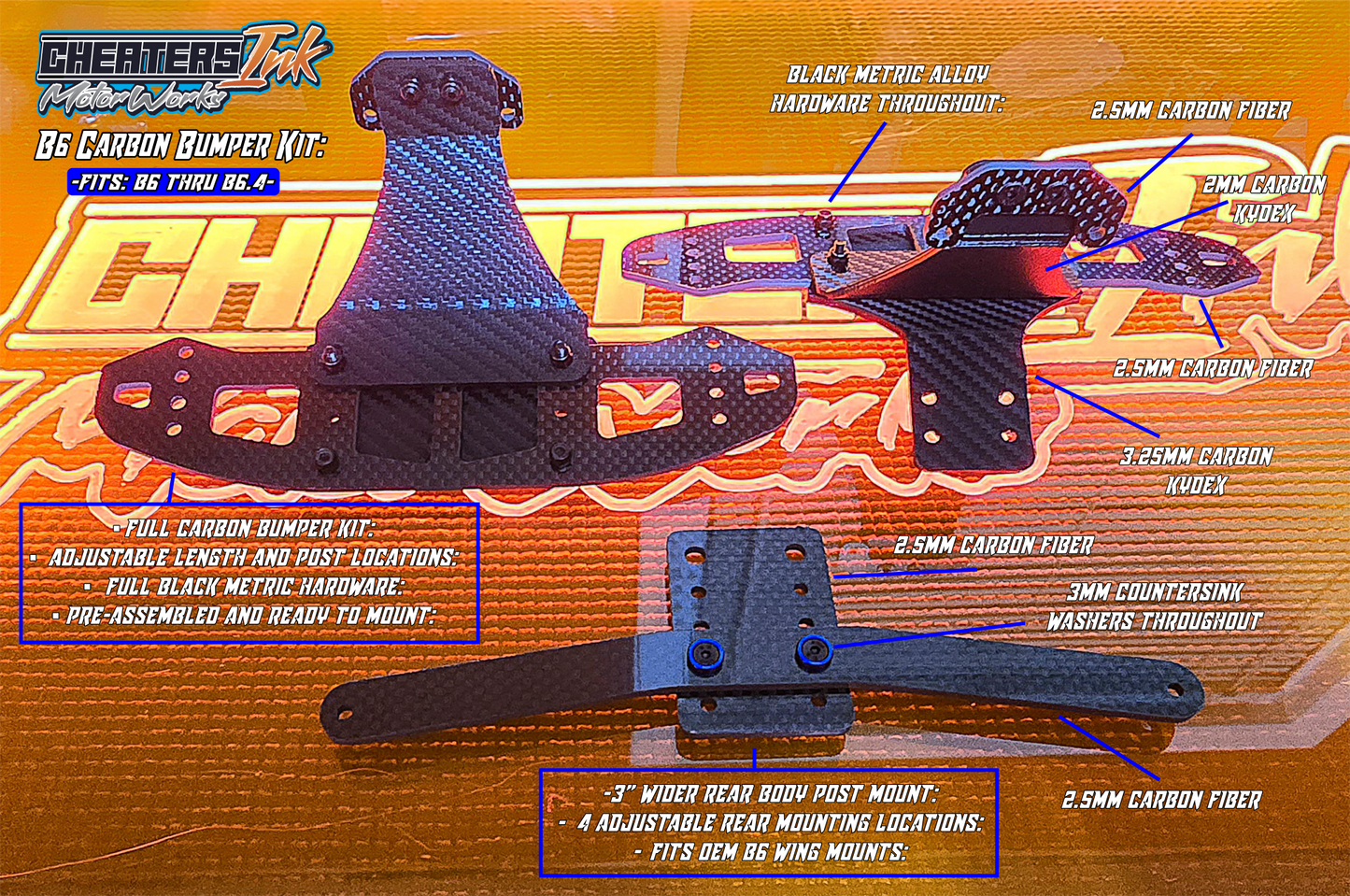 B6 Carbon Fiber Adjustable Bumper Kit: