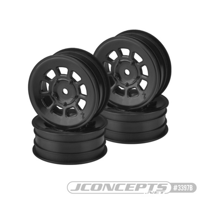 JConcepts 9 Shot Black Dirt Oval Front Wheels (B6.1) w/12mm Hex