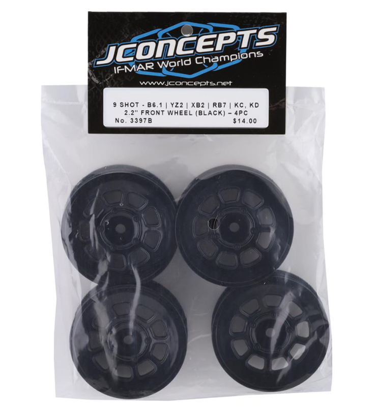 JConcepts 9 Shot Black Dirt Oval Front Wheels (B6.1) w/12mm Hex