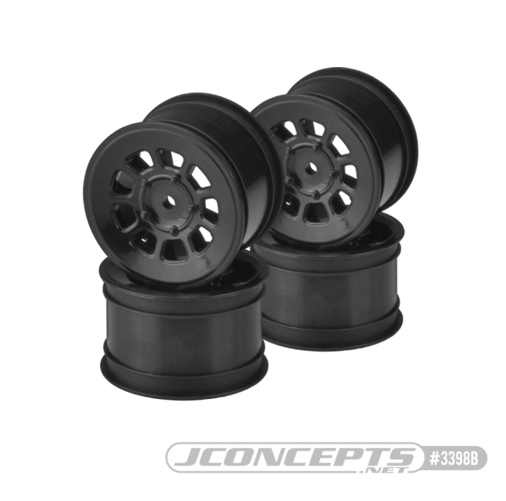 JConcepts 9 Shot Black Dirt Oval Rear Wheels (B6.1) w/12mm Hex